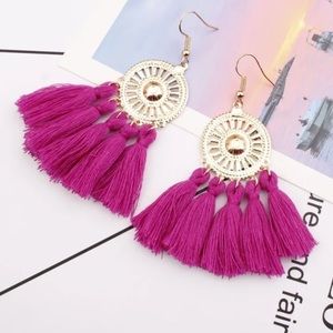 5 for $25 Purple Bohemian Fringe Tassel Earrings